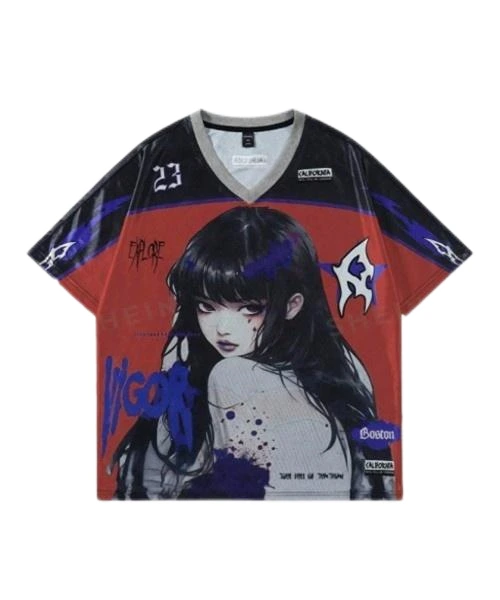 Men's Anime Print Short Sleeve T-Shirt for Spring/Summer School Wea 1
