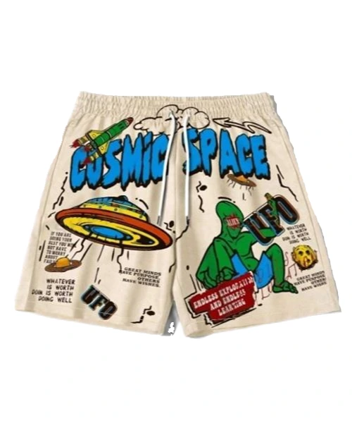 Pantalones cortos con cordón tejido con estampado de letras para hombre, adecuados para uso diario en primavera y verano, escuela 1