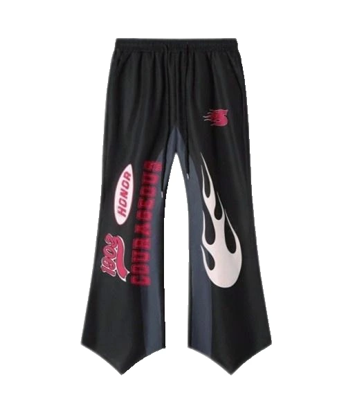Men's Drawstring Loose-Fit Comfortable Streetwear Flared Pants, Letter & Number Print, School 1