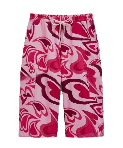 Men Fashionable Casual Loose Fit Heart Print Wide Leg Pants 1