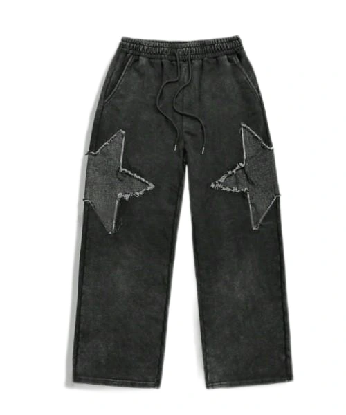 Men's Drawstring Waist Five-Pointed Star Pattern Loose Jogger Pants 1