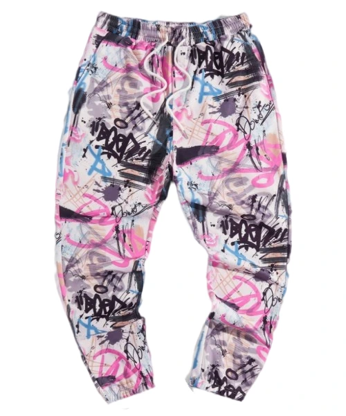 Hombres Graffiti Print Cordón Cintura Pantalones deportivos Pantalones largos para correr Graffiti Vacaciones Diseñador Amigos 1