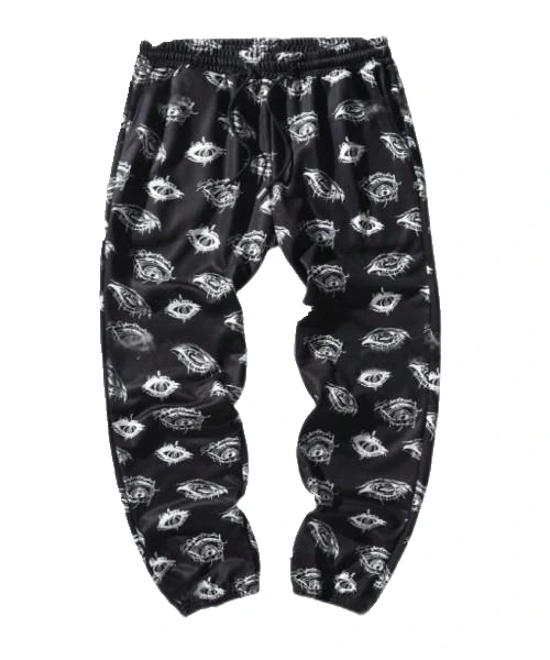 Men Allover Eye Print Drawstring Waist Sweatpants 1