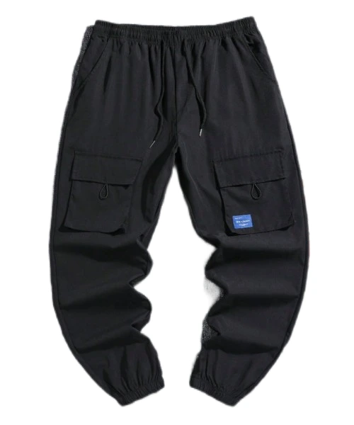 Men's Casual Drawstring Waist Leg-Tapered Cargo Pants 1