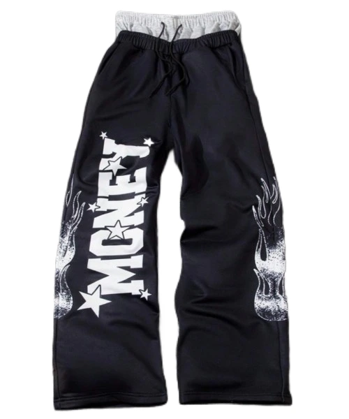 Men's Color Block Patchwork Front Tie Letter Print Casual Sweatpants Men Joggers Going Out Street Wear Black Sweatpants, For Husband, Boyfriend Gifts 1