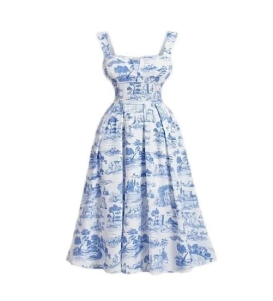 Blue and White Porcelain Maxi Dress - Traditional Chinese Style-Oriental Fashion 1