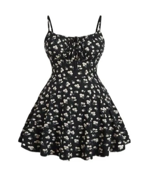 Vestido largo floral negro para eventos de negocios y ocasiones formales 1