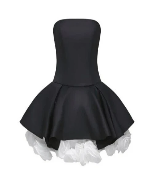 Minivestido de encaje blanco y negro para eventos especiales 1
