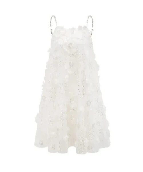 Embroidered Mini Dress in White Color 1