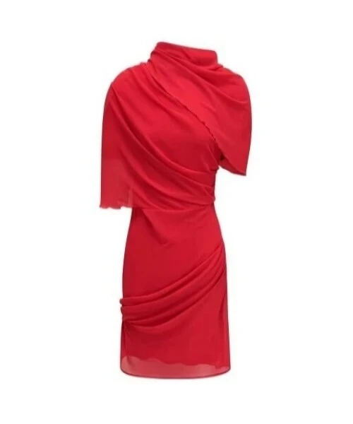 Red Zipper Mini Dress in Bold Hue 1