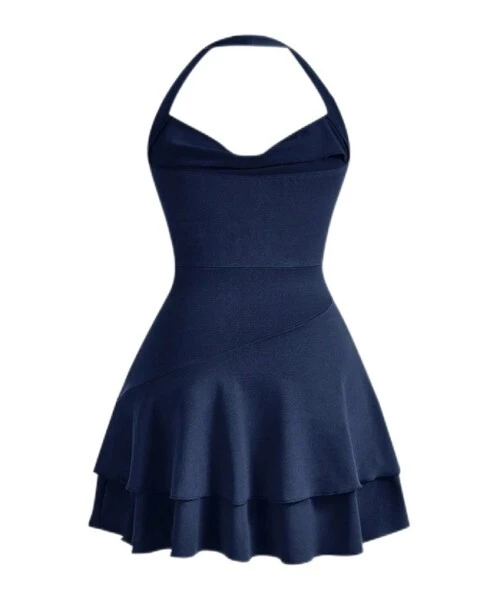 Sophisticated Dark Blue Silk Bodycon Dress for Elegant Events 1