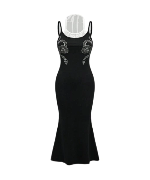 Black printed slim fit Bodycon Dress 1