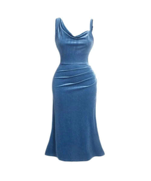 Women's Asymmetrical Collar & Pleated Detail Dress 1