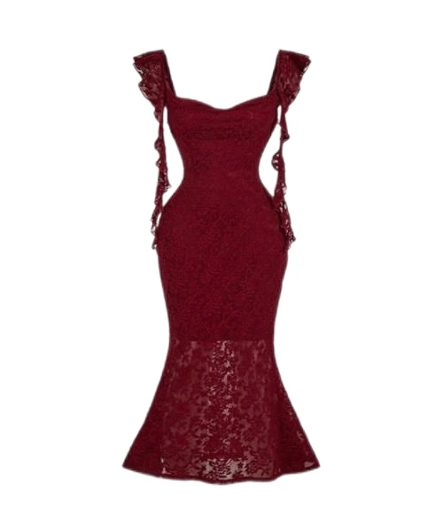 Party Dress With Swollen Collar And Fungus Streamers Decorated Apricot Tight Long Dress 1