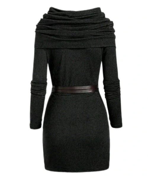 Ladies Casual Long Sleeve Hooded Slim Fit Short Black Regular Sleeve Plain Bodycon Women Short Dresses 1