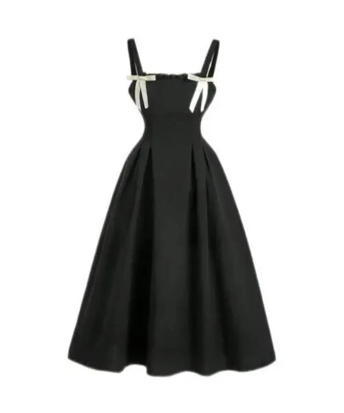 Vestido casual con tirantes negros para reuniones de negocios y uso diario 1