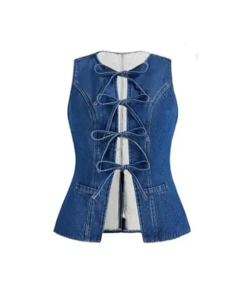 Chaqueta vaquera sin mangas con detalle de nudo 1