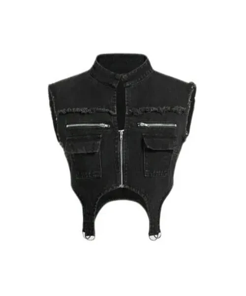 Chaqueta vaquera slim fit de mujer de color negro 1