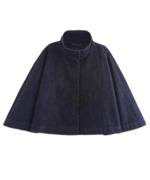 Women's Casual Denim Cape Jacket With Stand Collar, Autumn 1