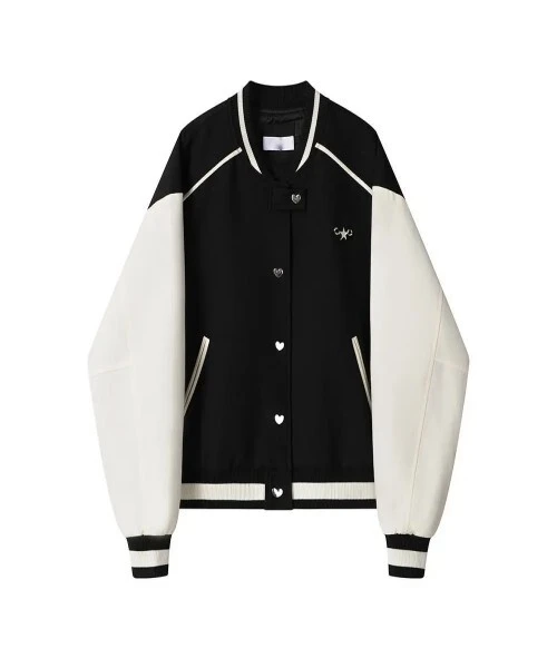 Chaqueta bomber clásica en blanco y negro para mujer 1
