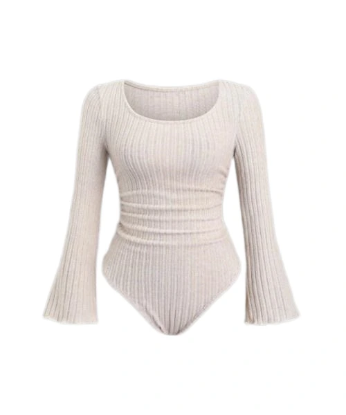 Women's Sexy Inner Shirt, Elegant, European And American Ins Style, Long Sleeve, Slim Fit, Bell Sleeve, Knitted, Waist Design, American Style, AutumnWinter 1