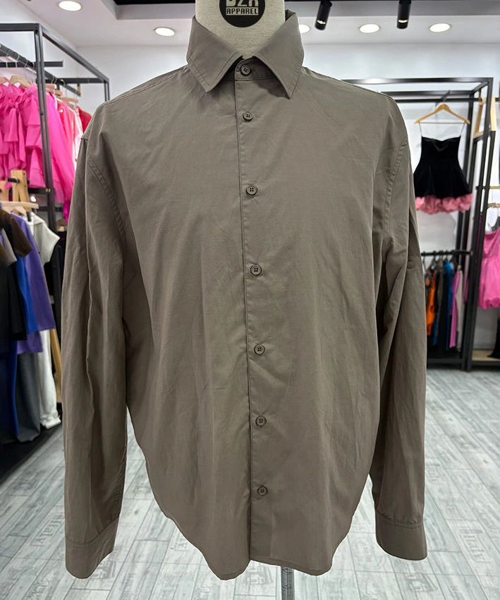 Men's Regular-Fit Taupe Long-Sleeve Dress Shirt | TosinFashion Custom OEM/ODM 1