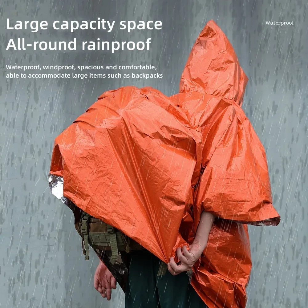 Orange Emergency Raincoat Poncho for Camping or Hiking 1