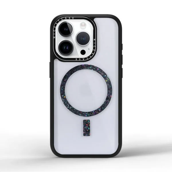 aikusu 3M Protección contra caídas Caja de teléfono de TPU epoxi con anillo magnético con brillo negro al por mayor en blanco transparente personalizado para iPhone 16 15 14 13 Pro Max 1