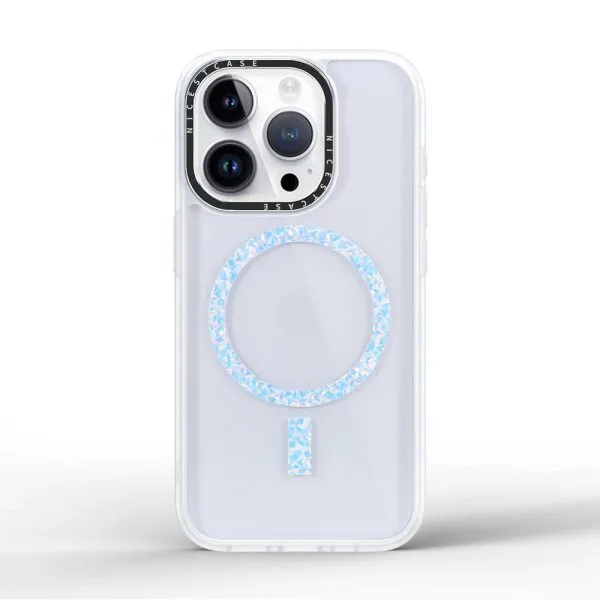 aikusu 3m anti-choque personalizado claro em branco atacado prata glitter anel magnético epóxi tpu caso de telefone para iphone 16 15 14 13 pro max caso 1