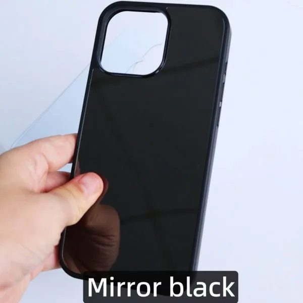 Funda de teléfono imprimible con espejo galvanizado negro con impresión UV a prueba de golpes de 1,5 m para iPhone 16 15 14 13 Pro Max 1