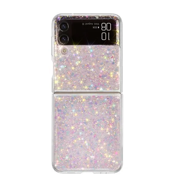 Samsung Z-Flip用1.5m耐衝撃樹脂エポキシカスタムグリッター電話ケース4 1
