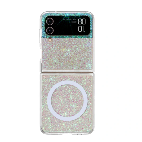 1.5m  ShockProof Resin Epoxy Custom Glitter Magnetic Phone Case For Samsung Z-Flip4 1