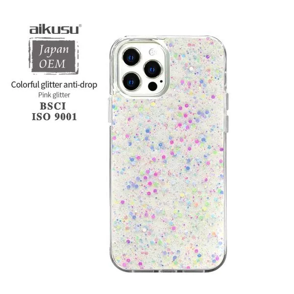 1.5 メートル耐衝撃 TPU PC ホログラフィックグリッター電話ケース iPhone 16 15 14 13 12 プロマックス 1