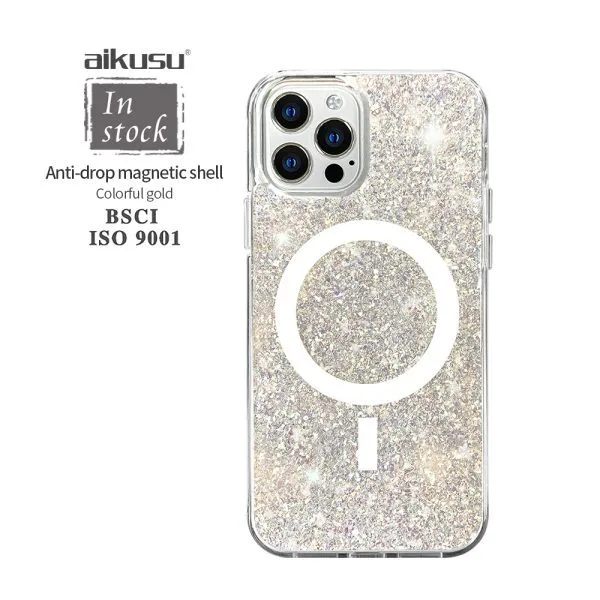 1.5m  Anti-Shock TPU PC Holographic Glitter Magnetic Phone Cases For iPhone 16 15 14 13 12 Pro Max 1