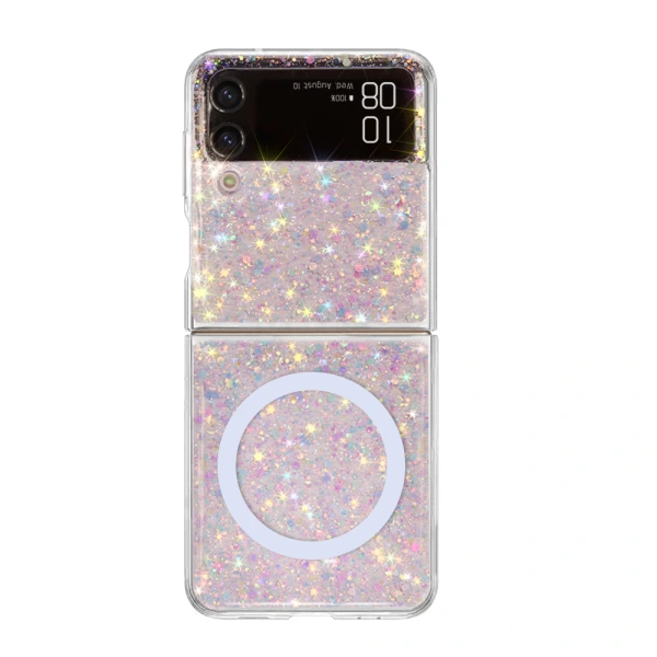 1.5m  Anti-impact Resin Epoxy Custom Glitter Magnetic Phone Case For Samsung Z-Flip4 1