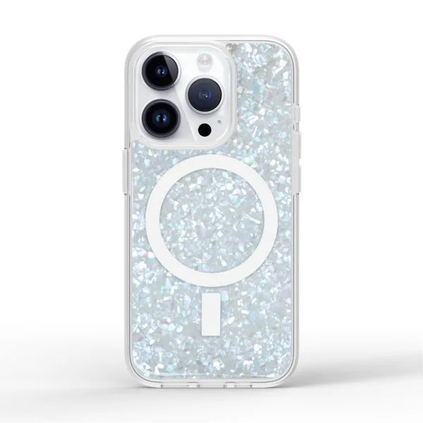1.5 メートル落下保護 TPU PC マザーオブパール樹脂エポキシ電話ケース iPhone 16 15 14 13 12 11 プロマックス 1