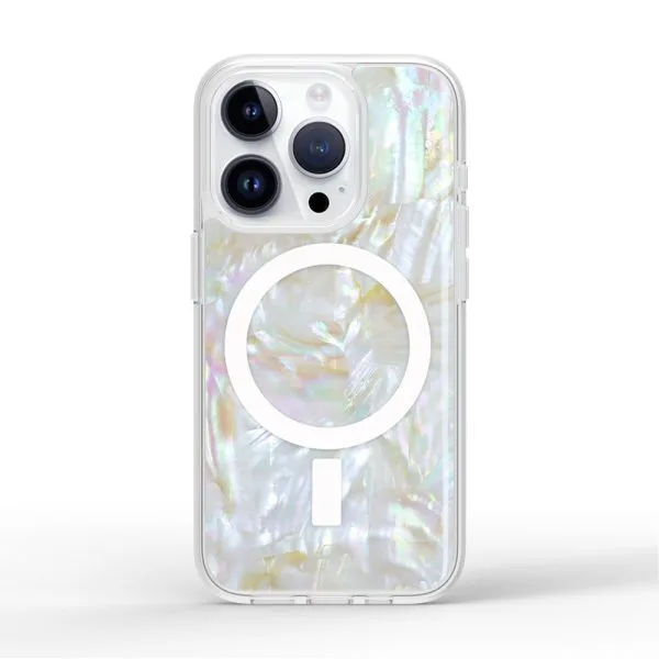 1.5m 드롭 보호 TPU PC 마더 오브 펄 수지 에폭시 자기 전화 케이스 For iPhone 16 15 14 13 12 11 Pro Max 1