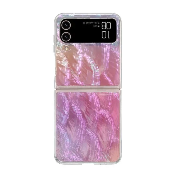 1.5m  ShockProof Resin Epoxy Custom Mother Of Pearl Phone Case For Samsung Z-Flip4 1