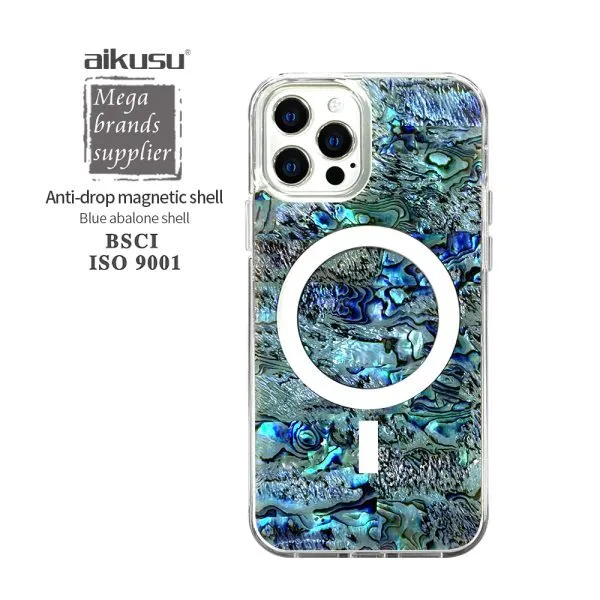 1.5m  Anti-Shock TPU PC Abalone Shell Resin Epoxy Magnetic Phone Cases For iPhone 16 15 14 13 12 Pro Max 1