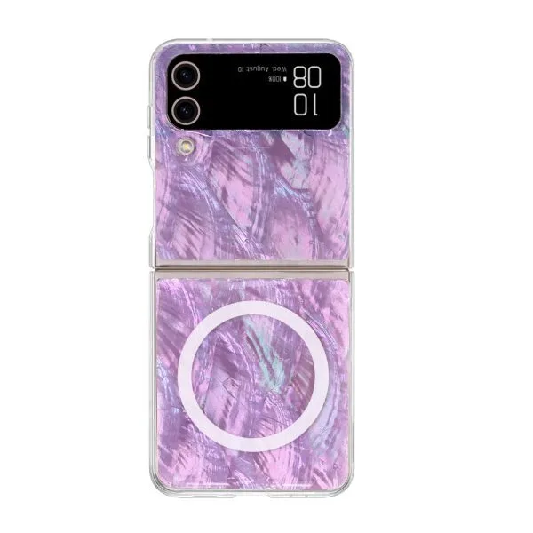 1.5m  Anti-impact Resin Epoxy Custom Mother Of Pearl Magnetic Phone Case For Samsung Z-Flip4 1