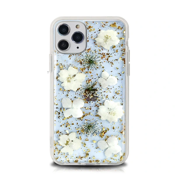 1.5m  Drop Protection TPU PC Natural Flower Resin Epoxy Phone Cases For iPhone 16 15 14 13 12 11 Pro Max 1