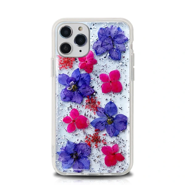 1.5 メートル耐衝撃 TPU PC 天然花樹脂エポキシ電話ケース iPhone 16 15 14 13 12 11 プロマックス 1