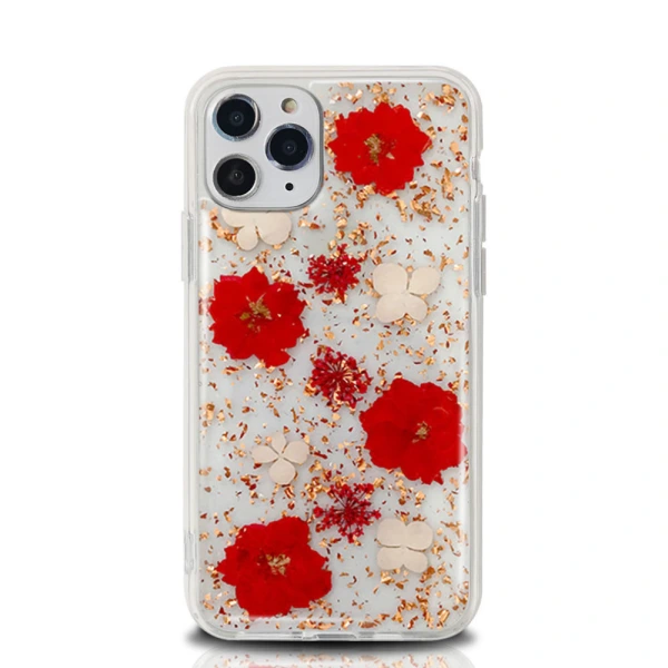 Custodie per telefoni epossidici in resina naturale fiore TPU anti-impatto da 1,5 m per iPhone 16 15 14 13 12 11 Pro Max 1