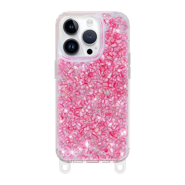 1.5m Anti-Shock Cordino Madreperla Custodia per telefono TPU PC Resina epossidica Custodie per telefoni per iPhone 16 15 14 13 12 11 Pro Max 1