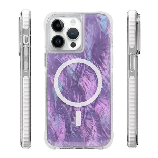 aikusu 5M Antiurto TPU PC TPE Madreperla Naturale Viola Resina Epossidica Magnetica Custodie per telefoni Per iPhone 16 15 14 13 12 Pro Max 1