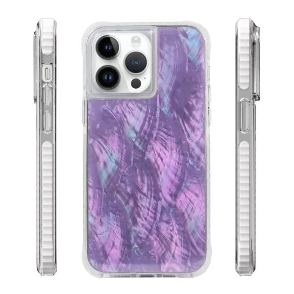 aikusu 5M a prueba de golpes TPU PC TPE Natural nácar resina púrpura epoxi fundas de teléfono para iPhone 16 15 14 13 12 Pro Max 1