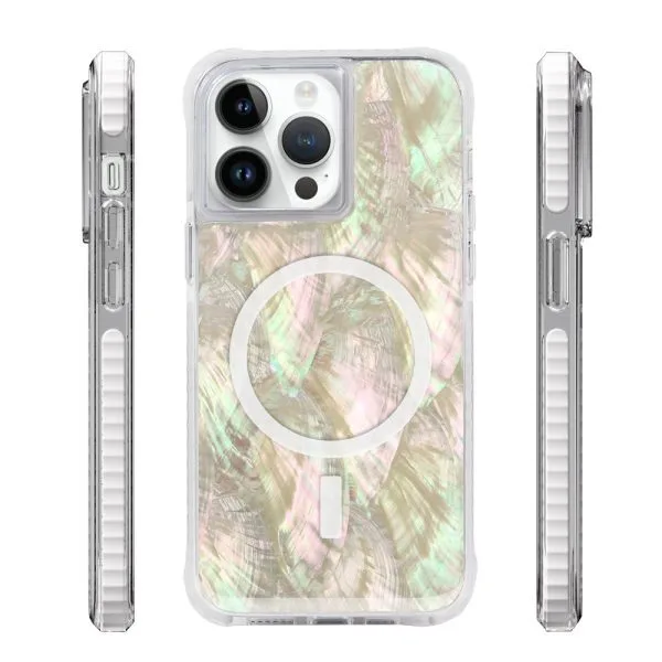 aikusu 5M Anti-Shock TPU PC TPE Madreperla Naturale Resina Epossidica Casse Del Telefono Magnetico Per iPhone 16 15 14 13 12 Pro Max 1