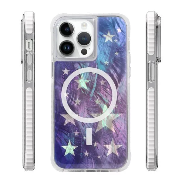 aikusu 5M Anti-Shock TPU PC TPE Madreperla Naturale Viola Star Resina Epossidica Magnetica Custodie per cellulari per iPhone 16 15 14 13 12 Pro Max 1