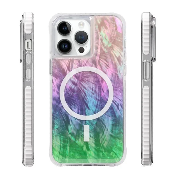aikusu 5 メートル耐衝撃性 TPU PC TPE 天然真珠母樹脂エポキシ磁気電話ケース iPhone 16 15 14 13 12 プロマックス 1