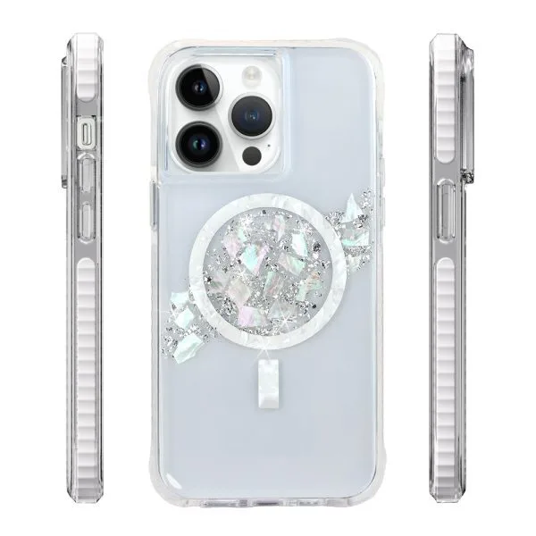 aikusu 5M 抗衝擊 TPU PC TPE 仿天然珍珠母磁環手機殼適用於 iPhone 16 15 14 13 12 Pro Max 1